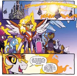 Size: 805x791 | Tagged: artist:tonyfleecs, capper dapperpaws, daybreaker, derpibooru import, idw, my little pony: the movie, nightmare knights, safe, spoiler:comic, spoiler:comicnightmareknights05, tempest shadow, trixie