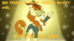 Size: 1600x900 | Tagged: artist:cloudyglow, artist:sailortrekkie92, autumn blaze, clothes, crossover, derpibooru import, eyes closed, female, hamilton, kirin, safe, solo, song reference, sounds of silence, wallpaper