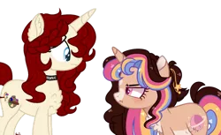 Size: 1024x627 | Tagged: safe, artist:moon-rose-rosie, artist:seaswirlsyt, derpibooru import, oc, oc:kim, oc:melanie, unofficial characters only, pony, unicorn, chest fluff, female, mare, simple background, transparent background