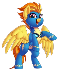 Size: 2395x2900 | Tagged: source needed, safe, artist:thegamblehorse, deleted from derpibooru, derpibooru import, spitfire, pegasus, pony, clothes, cute, cutefire, female, goggles, simple background, solo, transparent background, uniform, wonderbolts, wonderbolts uniform