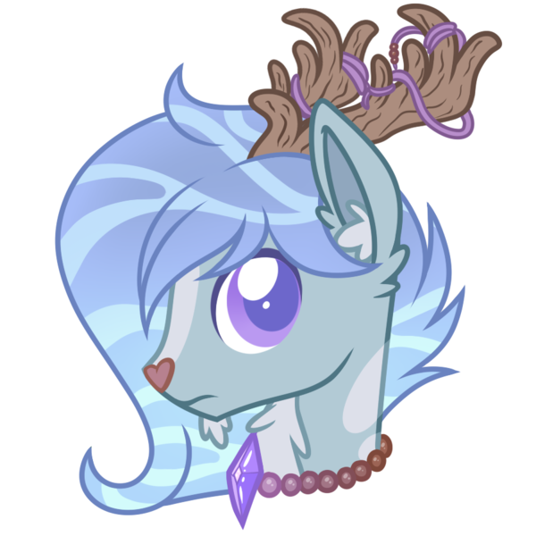 Size: 900x900 | Tagged: artist:crystal-tranquility, bust, deer, deer pony, derpibooru import, male, oc, oc:bleak hazel, original species, pond pony, portrait, safe, simple background, solo, transparent background