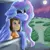 Size: 1584x1584 | Tagged: safe, artist:firefanatic, derpibooru import, princess celestia, human, aurora borealis, comforting, crying, fluffy, forest, hug, image, momlestia, moon, mountain, night, png, stars, train tracks, village, window, winghug