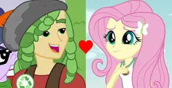 Size: 1036x532 | Tagged: safe, derpibooru import, edit, screencap, fluttershy, microchips, sandalwood, a fine line, equestria girls, equestria girls series, legend of everfree, female, male, sandalshy, shipping, shipping domino, straight