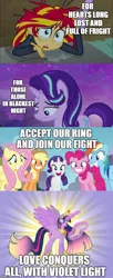 Size: 500x1229 | Tagged: safe, artist:sapphiregamgee, derpibooru import, edit, edited screencap, screencap, applejack, fluttershy, pinkie pie, rainbow dash, rarity, starlight glimmer, sunset shimmer, twilight sparkle, twilight sparkle (alicorn), alicorn, equestria girls, equestria girls (movie), to where and back again, twilight's kingdom, comic, dc comics, deviantart watermark, element of generosity, element of honesty, element of kindness, element of laughter, element of loyalty, element of magic, elements of harmony, friendship, heartwarming, mane six, oath, obtrusive watermark, poem, poetry, positive message, positive ponies, screencap comic, song, star sapphire, ultimate twilight, uplifting, watermark