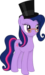 Size: 1920x3200 | Tagged: safe, artist:a-leksey, artist:slb94, derpibooru import, twilight sparkle, pony, unicorn, alternate hairstyle, classy, glasses, hat, simple background, solo, top hat, transparent background, unicorn twilight, vector