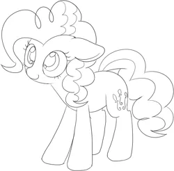 Size: 755x742 | Tagged: safe, artist:mcsadat, derpibooru import, pinkie pie, earth pony, pony, black and white, female, floppy ears, grayscale, lineart, mare, monochrome, simple background, solo, white background