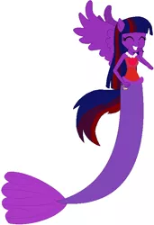 Size: 503x734 | Tagged: safe, artist:selenaede, artist:user15432, derpibooru import, twilight sparkle, twilight sparkle (alicorn), alicorn, human, mermaid, elements of insanity, equestria girls, alternate cutie mark, alternate universe, barely eqg related, base used, brutalight sparcake, clothes, equestria girls style, equestria girls-ified, fins, humanized, jewelry, mermaid princess, mermaid tail, mermaidized, necklace, pearl necklace, pegasus wings, ponied up, species swap, tail, winged humanization, wings
