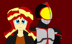 Size: 3216x1948 | Tagged: safe, artist:brandon-vortex, derpibooru import, sunset shimmer, equestria girls, crossover, kamen rider, kamen rider faiz