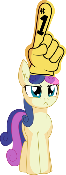 Size: 4108x10858 | Tagged: safe, artist:cyanlightning, derpibooru import, bon bon, sweetie drops, earth pony, pony, .svg available, :c, absurd resolution, adorabon, angry, bon bon is not amused, clothes, cute, ear fluff, female, foam finger, frown, glare, hand, hat, mare, simple background, solo, transparent background, unamused, vector