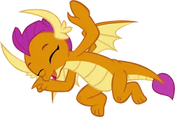 Size: 8881x5923 | Tagged: alternate version, artist:memnoch, cute, derpibooru import, dragon, dragoness, eyes closed, female, molt down, safe, simple background, smiling, smolder, smolderbetes, solo, transparent background, vector, wings