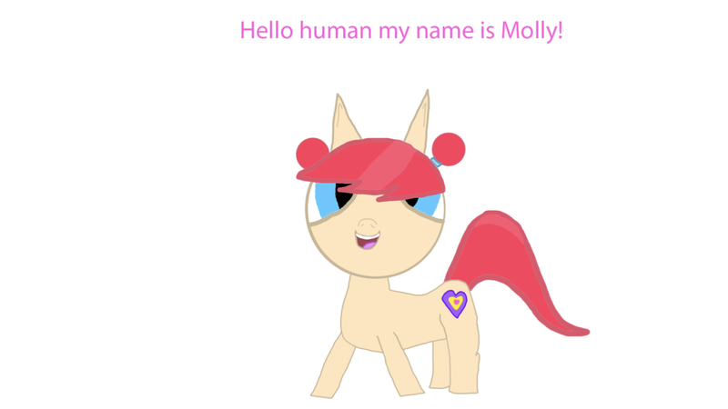 Size: 1334x750 | Tagged: safe, artist:undeadponysoldier, derpibooru import, oc, oc:molly, ponified, unofficial characters only, pony, character introduction, could be better, cute, cutie mark, female, filly, free hugs, open mouth, pigtails