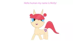 Size: 1334x750 | Tagged: safe, artist:undeadponysoldier, derpibooru import, oc, oc:molly, ponified, unofficial characters only, pony, character introduction, could be better, cute, cutie mark, female, filly, free hugs, open mouth, pigtails