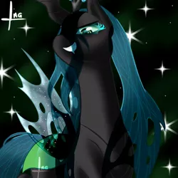 Size: 1000x1000 | Tagged: artist:bluediamondoficial01, changeling, colored eyelashes, crown, cute, cutealis, dead source, derpibooru import, female, jewelry, queen chrysalis, regalia, safe, smiling, solo, transparent mane
