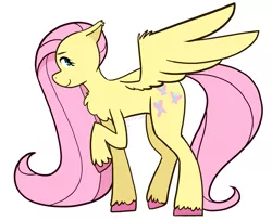 Size: 877x711 | Tagged: safe, artist:art-tart-taffyness, derpibooru import, fluttershy, pegasus, pony, chest fluff, colored hooves, cute, ear fluff, female, mare, profile, shyabetes, simple background, solo, unshorn fetlocks, white background, wing fluff