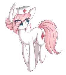 Size: 1024x1156 | Tagged: safe, artist:chimeeri, derpibooru import, nurse redheart, earth pony, pony, adoredheart, colored pupils, cute, daaaaaaaaaaaw, diabetes, ear fluff, eye clipping through hair, female, heartabetes, mare, no catchlights, simple background, smiling, solo, transparent background