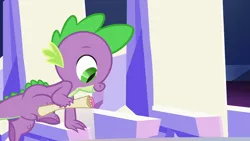 Size: 1280x720 | Tagged: safe, derpibooru import, screencap, spike, dragon, season 6, the crystalling, claws, male, smiling