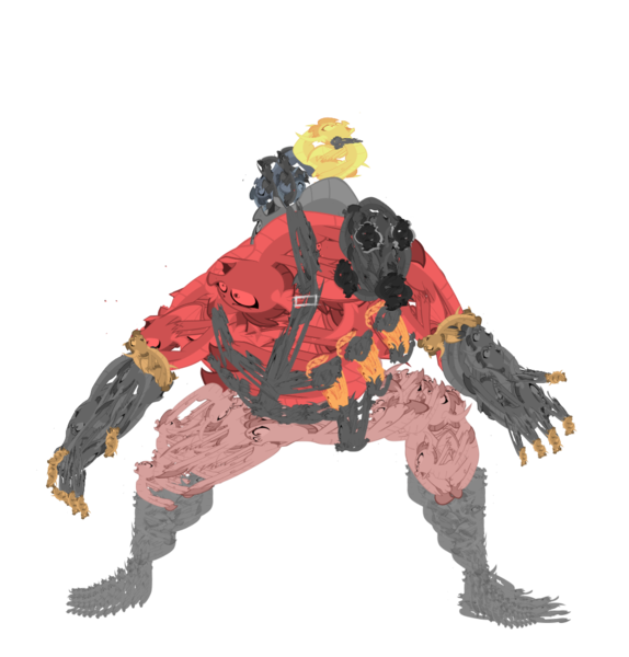 Size: 1051x1099 | Tagged: artist:memnoch, derpibooru import, edit, pyro, safe, simple background, smolder, solo, team fortress 2, transparent background, vector, wat, what has science done, wtf