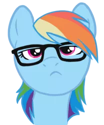 Size: 387x466 | Tagged: safe, artist:blackfeathr, derpibooru import, rainbow dash, pegasus, pony, bust, female, frown, hipster, looking at you, mare, portrait, simple background, solo, transparent background