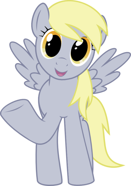 Size: 616x875 | Tagged: safe, artist:crimsonlynx97, derpibooru import, derpy hooves, pegasus, pony, cute, derpabetes, female, looking at you, mare, one hoof raised, open mouth, simple background, smiling, solo, transparent background, wings