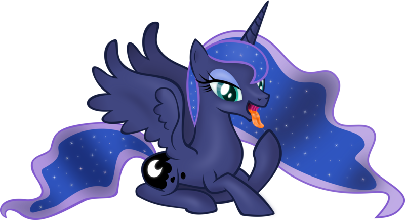 Size: 7800x4242 | Tagged: suggestive, artist:emu34b, derpibooru import, princess luna, pony, absurd resolution, bedroom eyes, drool, female, mawshot, missing accessory, open mouth, solo, solo female, tongue out, vector