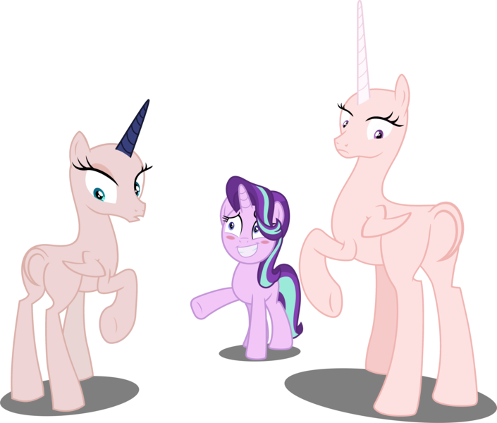 Size: 4827x4106 | Tagged: safe, artist:tralomine, artist:velveagicsentryyt, derpibooru import, edit, edited edit, editor:slayerbvc, vector edit, princess celestia, princess luna, starlight glimmer, alicorn, pony, unicorn, a royal problem, bald, base used, blushing, butt, embarrassed, female, furless, furless edit, grin, looking back, mare, missing accessory, moonbutt, nervous, nervous grin, now you fucked up, nude edit, nudity, plot, plucked wings, raised hoof, royal sisters, shaved, shaved tail, simple background, smiling, spell gone wrong, sunbutt, this will end in tears and/or a journey to the moon, transparent background, underhoof, vector, wat, wings