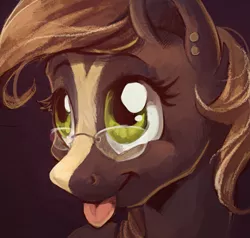 Size: 1865x1779 | Tagged: safe, artist:graypaint, derpibooru import, oc, unofficial characters only, pony, :p, bust, glasses, silly, solo, tongue out