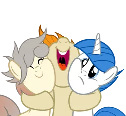 Size: 2700x2500 | Tagged: safe, artist:pizzamovies, derpibooru import, oc, oc:clear sky, oc:osha, oc:pizzamovies, earth pony, pony, unicorn, c:, cheek squish, cute, eyes closed, female, frown, happy, hug, male, mare, messy mane, ocbetes, open mouth, side hug, simple background, smiling, squishy cheeks, stallion, teeth, transparent background, wide eyes