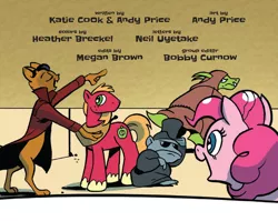 Size: 994x792 | Tagged: artist:andypriceart, big macintosh, capper dapperpaws, derpibooru import, idw, my little pony: the movie, pinkie pie, safe, spoiler:comic, spoiler:comic76