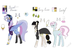 Size: 7086x4788 | Tagged: safe, artist:moonlight0shadow0, derpibooru import, oc, oc:desert dune (ice1517), oc:nazif, oc:spring service, unofficial characters only, alicorn, earth pony, pony, icey-verse, adopted, alicorn oc, apron, bandage, bandaid, bandana, blaze (coat marking), boots, bracelet, clothes, ear piercing, earring, family, father and child, father and daughter, female, goggles, headscarf, hijab, horn, horn ring, jewelry, magical lesbian spawn, male, mare, markings, mother and child, mother and daughter, necklace, next generation, oc x oc, offspring, outfit, parent:trixie, parent:twilight sparkle, parents:twixie, piercing, raised hoof, reference sheet, ring, scarf, shipping, shirt, shoes, signature, simple background, socks, solo, stallion, stars, straight, striped socks, t-shirt, tail wrap, tongue out, tongue piercing, transparent background, waitress, wall of tags, wedding ring, wings