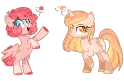 Size: 4304x2824 | Tagged: safe, artist:jxst-alexa, derpibooru import, oc, unofficial characters only, pegasus, pony, unicorn, female, half-siblings, mare, offspring, parent:pinkie pie, parent:princess celestia, parent:sunburst, parents:celestiburst, parents:pinkieburst, simple background, transparent background