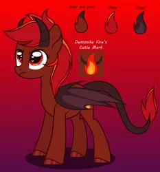 Size: 1024x1100 | Tagged: safe, artist:liya04, artist:nocturnal-moonlight, derpibooru import, oc, oc:demonika fire, unofficial characters only, demon, demon pony, original species, pony, base used, bat wings, female, heart eyes, horns, mare, red and black oc, reference sheet, solo, wingding eyes, wings