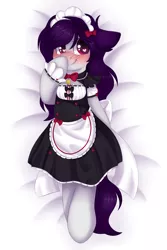 Size: 6000x9000 | Tagged: safe, artist:adostume, derpibooru import, oc, oc:cinnamon twist, unofficial characters only, pony, absurd resolution, bell, bell collar, blushing, body pillow, body pillow design, bow, clothes, collar, cute, heart, heart eyes, maid, maid headdress, solo, wingding eyes