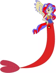 Size: 640x837 | Tagged: safe, artist:selenaede, artist:user15432, derpibooru import, sunset shimmer, human, mermaid, elements of insanity, equestria girls, alternate cutie mark, alternate universe, barely eqg related, base used, bodypaint, clothes, equestria girls style, equestria girls-ified, fins, humanized, jewelry, mermaid tail, mermaidized, necklace, painset shimmercakes, pearl necklace, pegasus wings, ponied up, species swap, tail, winged humanization, wings