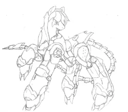 Size: 768x674 | Tagged: safe, artist:kurogetsuouji, derpibooru import, oc, oc:oath breaker, pony, armor, power armor, powered exoskeleton