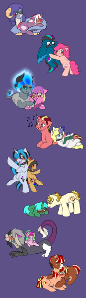 Size: 2600x9000 | Tagged: safe, artist:jolliapplegirl, derpibooru import, oc, oc:acheron, oc:ardent melody, oc:chocolate cheesecake, oc:cinnamon apple, oc:crescent moonstone, oc:epic rhyme, oc:hazy sky, oc:lapis hondo lazuli, oc:parfait, oc:rose red, oc:seaweed, oc:serenade, oc:skyla, oc:sweet deal, oc:tranquil spring, oc:witches brew, draconequus, earth pony, hybrid, kirin, pegasus, pony, siren, unicorn, adopted offspring, bipedal, blushing, book, female, gay, interspecies offspring, lesbian, magical lesbian spawn, male, mare, next generation, offspring, offspring shipping, parent:adagio dazzle, parent:applejack, parent:aria blaze, parent:cheese sandwich, parent:dean cadance, parent:discord, parent:flim, parent:fluttershy, parent:lord tirek, parent:neon lights, parent:pinkie pie, parent:princess ember, parent:quibble pants, parent:rainbow dash, parent:rarity, parent:sunset shimmer, parent:troubleshoes clyde, parent:unnamed oc, parent:vinyl scratch, parent:zecora, parents:cheesepie, parents:flimjack, parents:oc x oc, parents:quibbledash, parents:sunsagio, parents:trouble pie, parents:vinylights, parents:zecord, shipping, stallion, straight