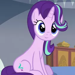 Size: 860x860 | Tagged: safe, derpibooru import, edit, edited screencap, editor:axal-5, screencap, starlight glimmer, pony, unicorn, a royal problem, cropped, cute, female, glimmerbetes, inverted mouth, mare, sitting, solo