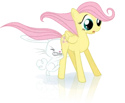 Size: 986x811 | Tagged: angel bunny, artist:yanpictures, bambi, crossover, derpibooru import, disney, female, filly, filly fluttershy, fluttershy, safe, younger