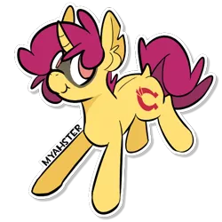 Size: 504x504 | Tagged: safe, artist:myahster, derpibooru import, oc, oc:myah, pony, unicorn, face marking, masked, ponysona, signature, torn ear