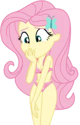 Size: 715x1118 | Tagged: suggestive, artist:daarkenn, artist:sketchmcreations, derpibooru import, edit, fluttershy, equestria girls, equestria girls series, rollercoaster of friendship, bra, breasts, butterfly underwear, cleavage, clothes, cutie mark underwear, hips, legs, panties, pink underwear, ribbon, sexy, smiling, thighs, underwear, underwear edit, vector