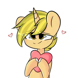 Size: 2000x2000 | Tagged: safe, artist:thieftea, derpibooru import, oc, oc:seelie, unofficial characters only, pony, unicorn, cute, floating heart, freckles, heart, love, smiling, solo, unshorn fetlocks