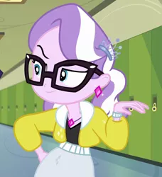 Size: 738x810 | Tagged: safe, derpibooru import, screencap, diamond tiara, best trends forever, equestria girls, equestria girls series, best trends forever: twilight sparkle, cropped, cyoa, female, glasses