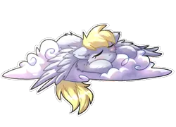 Size: 1500x1080 | Tagged: safe, artist:kaliner123, derpibooru import, derpy hooves, pony, cloud, cute, derpabetes, female, mare, on a cloud, simple background, sitting, sitting on cloud, sleeping, solo, transparent background