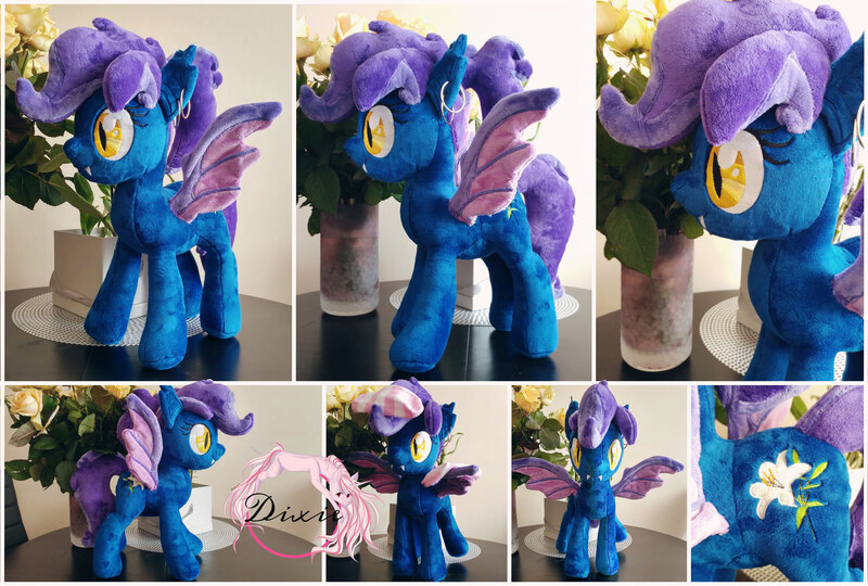 Size: 5688x3841 | Tagged: safe, artist:dixierarity, derpibooru import, oc, oc:evening lily, bat pony, pony, bat pony oc, bat wings, clothes, ear piercing, piercing, plushie, socks, wings