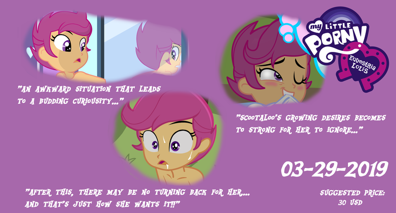 Size: 2450x1320 | Tagged: questionable, artist:succubi samus, derpibooru import, scootaloo, equestria girls, advertisement, announcement, book, collaboration, coming soon, for sale, graphic novel, implied foalcon, implied scat, nudity, release date, show accurate
