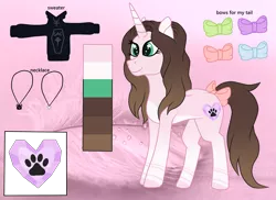 Size: 3575x2605 | Tagged: safe, artist:cindydreamlight, derpibooru import, oc, oc:cindy, pony, unicorn, bow, female, mare, reference sheet, solo, tail bow