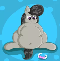 Size: 1280x1316 | Tagged: suggestive, artist:dullpoint, derpibooru import, octavia melody, earth pony, pony, belly, belly button, belly grab, big belly, bowtie, chubby cheeks, fat, fatavia, female, mare, obese, solo, solo female