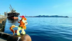 Size: 2048x1154 | Tagged: safe, artist:hihin1993, derpibooru import, autumn blaze, pony, sounds of silence, boat, irl, japan, ocean, photo, plushie, scenery, water