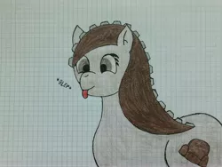 Size: 4128x3096 | Tagged: safe, artist:juani236, derpibooru import, oc, oc:couchry desim, unofficial characters only, earth pony, pony, :p, graph paper, silly, solo, tongue out, traditional art