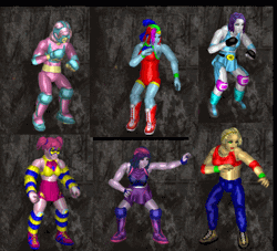 Size: 480x435 | Tagged: safe, artist:iamnotabrony, derpibooru import, applejack, fluttershy, pinkie pie, rainbow dash, rarity, twilight sparkle, pony, fire pro wrestling world, screenshots, sports, wrestling