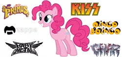 Size: 1566x733 | Tagged: safe, artist:andoanimalia, derpibooru import, pinkie pie, earth pony, pony, avant-garde, babymetal, beard, cute, diapinkes, excited, experimental rock, facial hair, female, frank zappa, glam metal, gwar, heavy metal, kawaii metal, kiss (band), new wave, oingo boingo, primus, shock rock, simple background, ska punk, smiling, solo, vector, white background